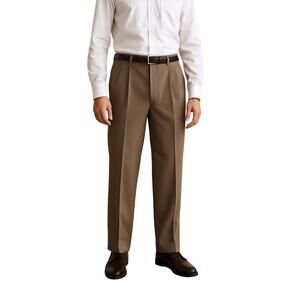 Vintage 80s–90s Racquet Club Men’s Dress Pants 33x30 Pleated Front Taupe Brown